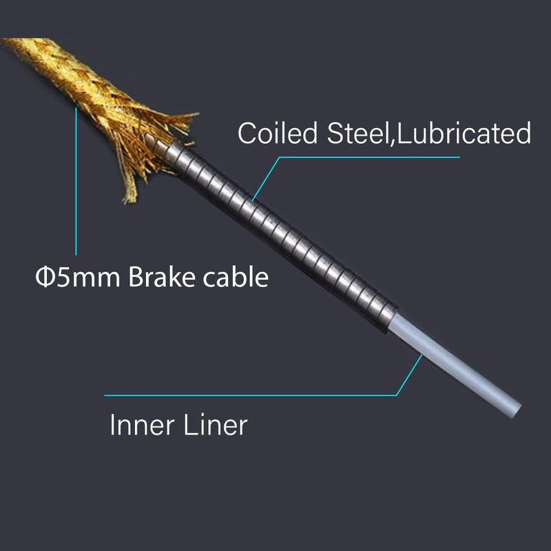 CNC Road Bike Brake Cable Kit,Universal Brake Cable Housing Coated Braided & Teflon Inner line For Bicycle Road Bike（Black/Gold/Silver/Titanium silver） - Image 4